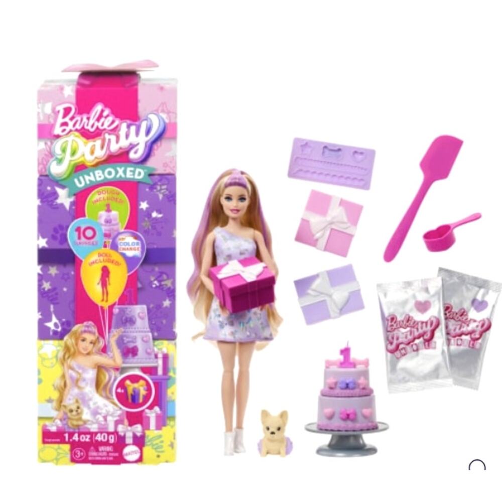 Barbie Party Unboxed Series Doll w/French Bulldog & Accessories, New - Sealed
